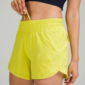 Lululemon Track That Mid-Rise Lined Short 5" Yellow Serpentine Sz 4